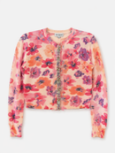 PAPER PARACHUTE FLOWER KNIT CARDIGAN W STONES IN MIDDLE