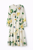PAPER PARACHUTE BUTTONDOWN PRINTED FLOWERS DRESS W BELT