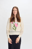 PAPER PARACHUTE EMBROIDERED FRONT NET TOP