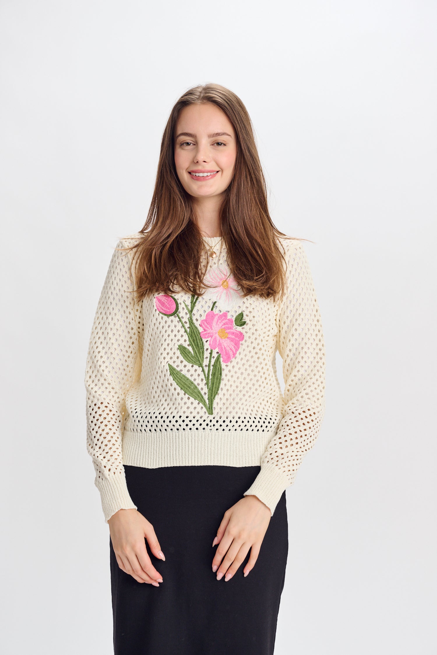 PAPER PARACHUTE EMBROIDERED FRONT NET TOP