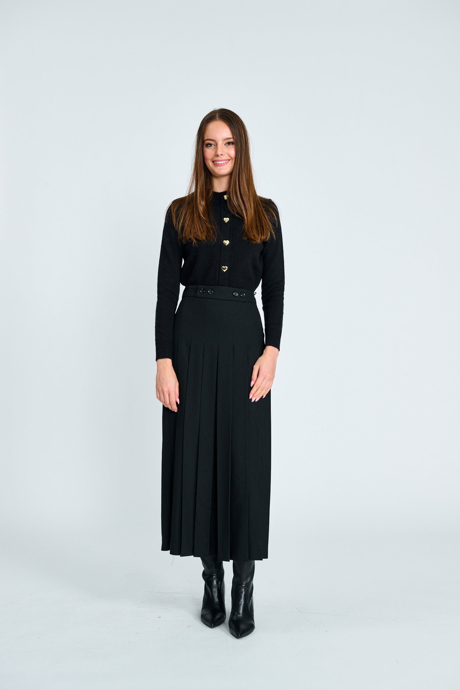 PAPER PARACHUTE PLEATED FRONT DOUBLE BUTTON SKIRT