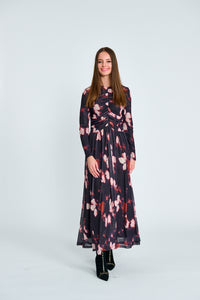 PAPER PARACHUTE PRINTED MESH DRESS W GATHERED BODICE