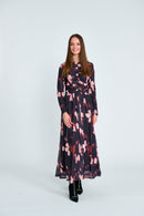 PAPER PARACHUTE PRINTED MESH DRESS W GATHERED BODICE
