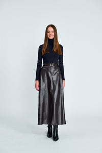 PAPER PARACHUTE LEATHER PANELED BELTED SKIRT