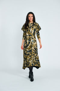 PAPER PARACHUTE PPAINT STROKE DRESS W ATTACHED BELT