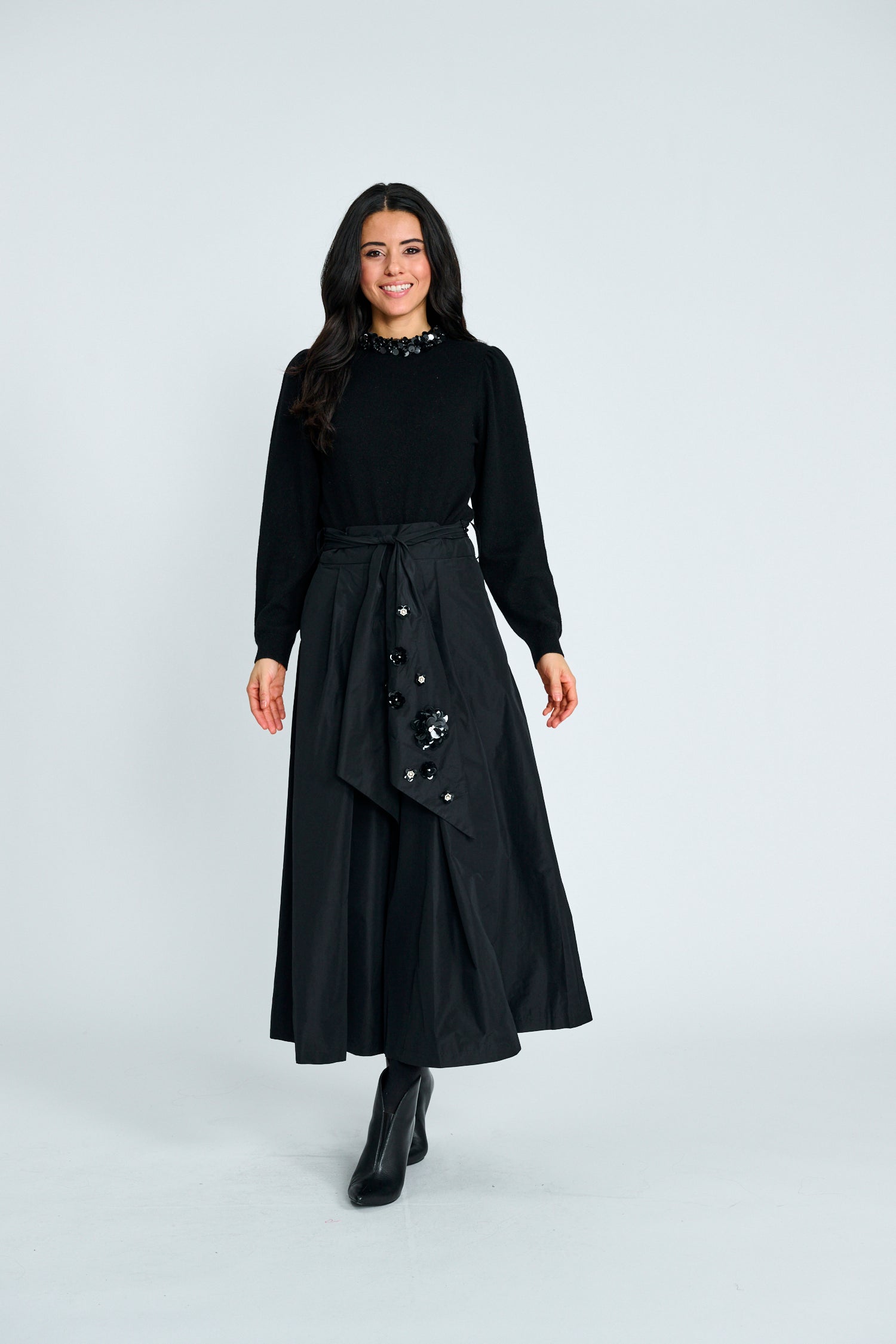 PAPER PARACHUTE LARGE PLEATED BELTED TAFETTA SKIRT