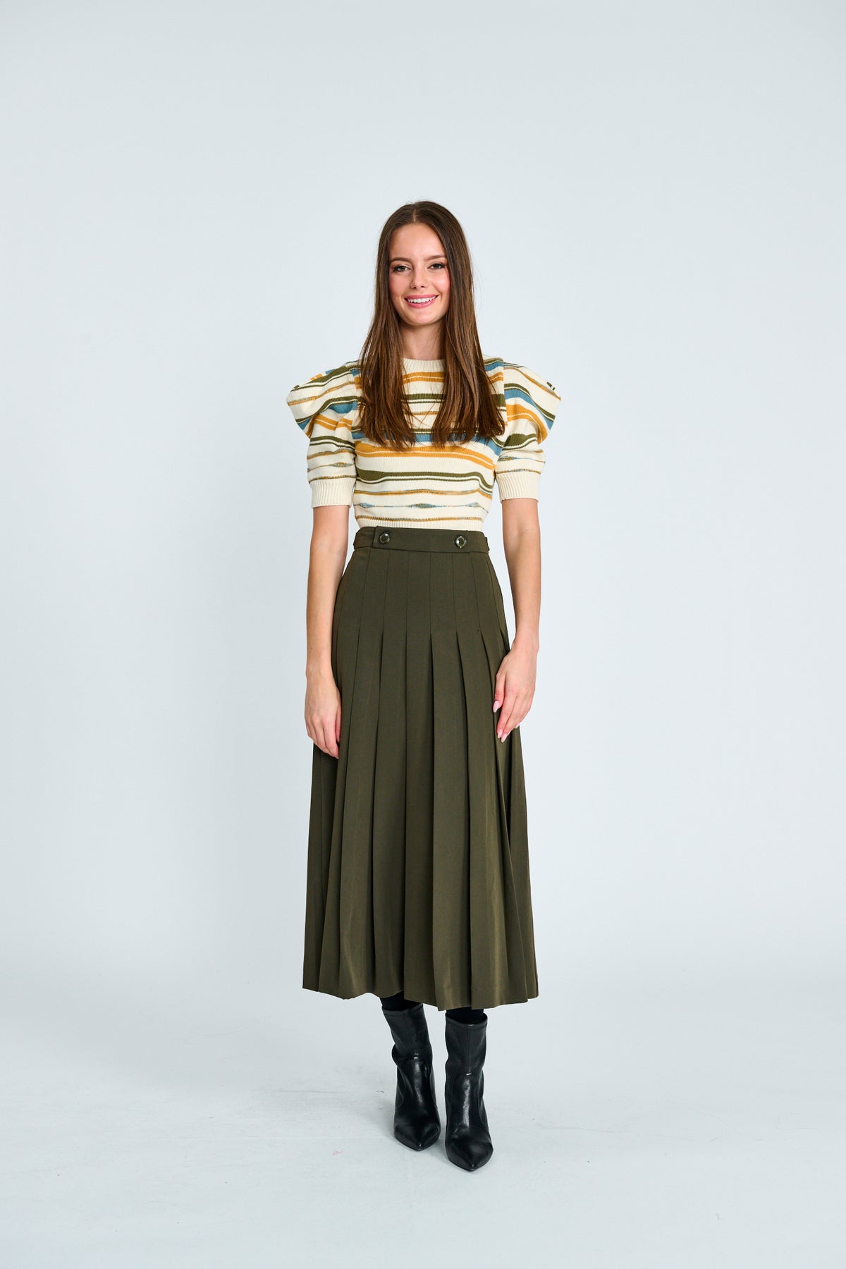 PAPER PARACHUTE ADJUSTABLE BUTTON PLEATED FRONT SKIRT