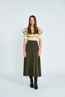 PAPER PARACHUTE ADJUSTABLE BUTTON PLEATED FRONT SKIRT