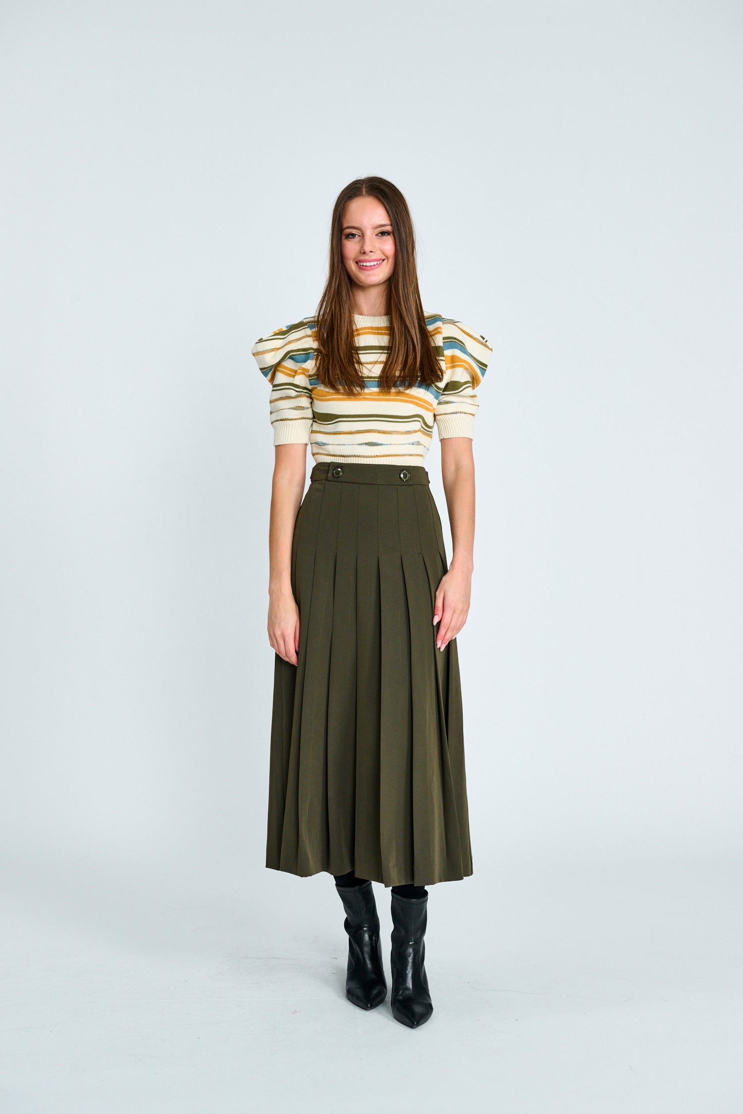 PAPER PARACHUTE ADJUSTABLE BUTTON PLEATED FRONT SKIRT