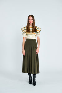 PAPER PARACHUTE ADJUSTABLE BUTTON PLEATED FRONT SKIRT