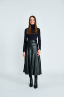 PAPER PARACHUTE BELTED LEATHER SKIRT