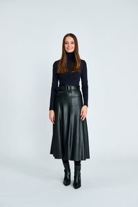 PAPER PARACHUTE BELTED LEATHER SKIRT