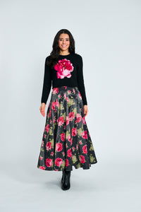PAPER PARACHUTE EMBROIDERED FLORAL GEM DESIGN SWEATER