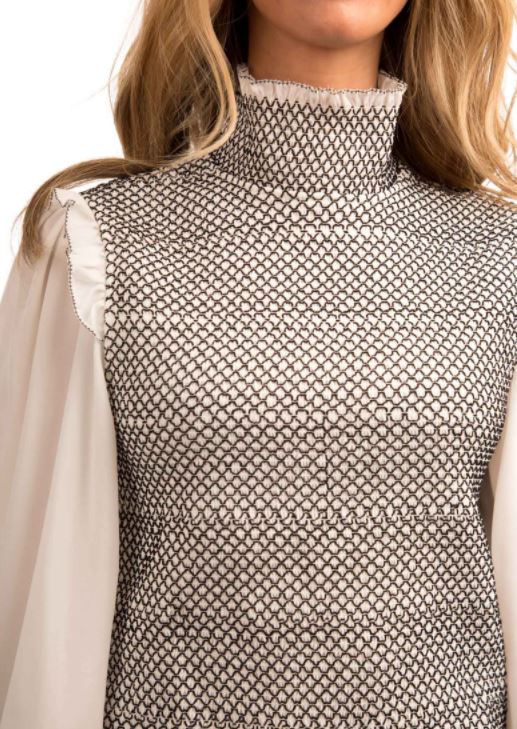PAPER PARACHUTE SMOCKED TOP W RUFFLE ON SHOULDERS