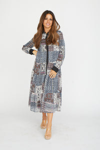 PAPER PARACHUTE PRINTED PATCHES COLLARED DRESS