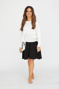 PAPER PARACHUTE SATIN BOTTON TIE W RIBBED WRIST TOP