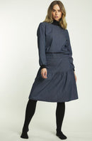 BA6 DENIM TOP WITH RIBBED COLLAR