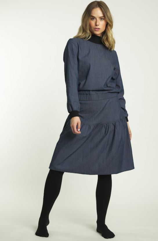 BA6 DENIM TOP WITH RIBBED COLLAR