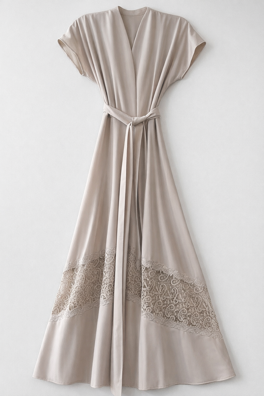 CELINA`S SHORTSLEEVES DRESS W LACE HEM W BELT