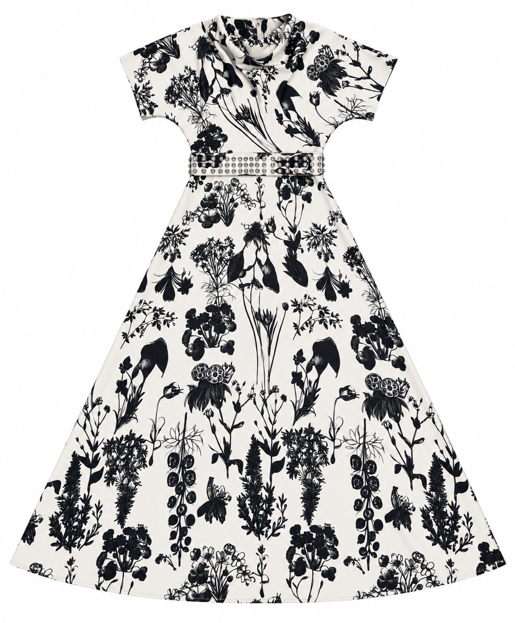 CELINA`S FLORAL GEM BELTED DRESS
