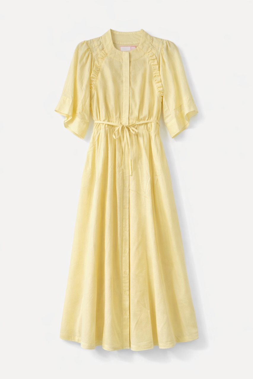 N55 LANTERN SLEEVE SCRUNCHWAIST DRESS