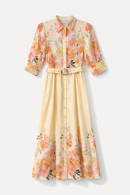 PAPER PARACHUTE FLORAL BELTED DRESS W PRETTY BUTTONS