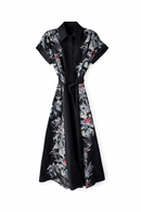 BARELLI PRINTED TAFFETA BELTED DRESS