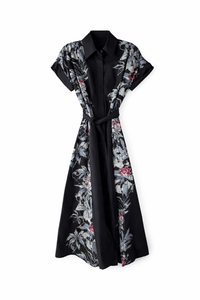 BARELLI PRINTED TAFFETA BELTED DRESS