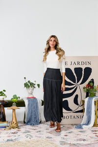 PASCAL CHAMBRAY SKIRT W STITCHING