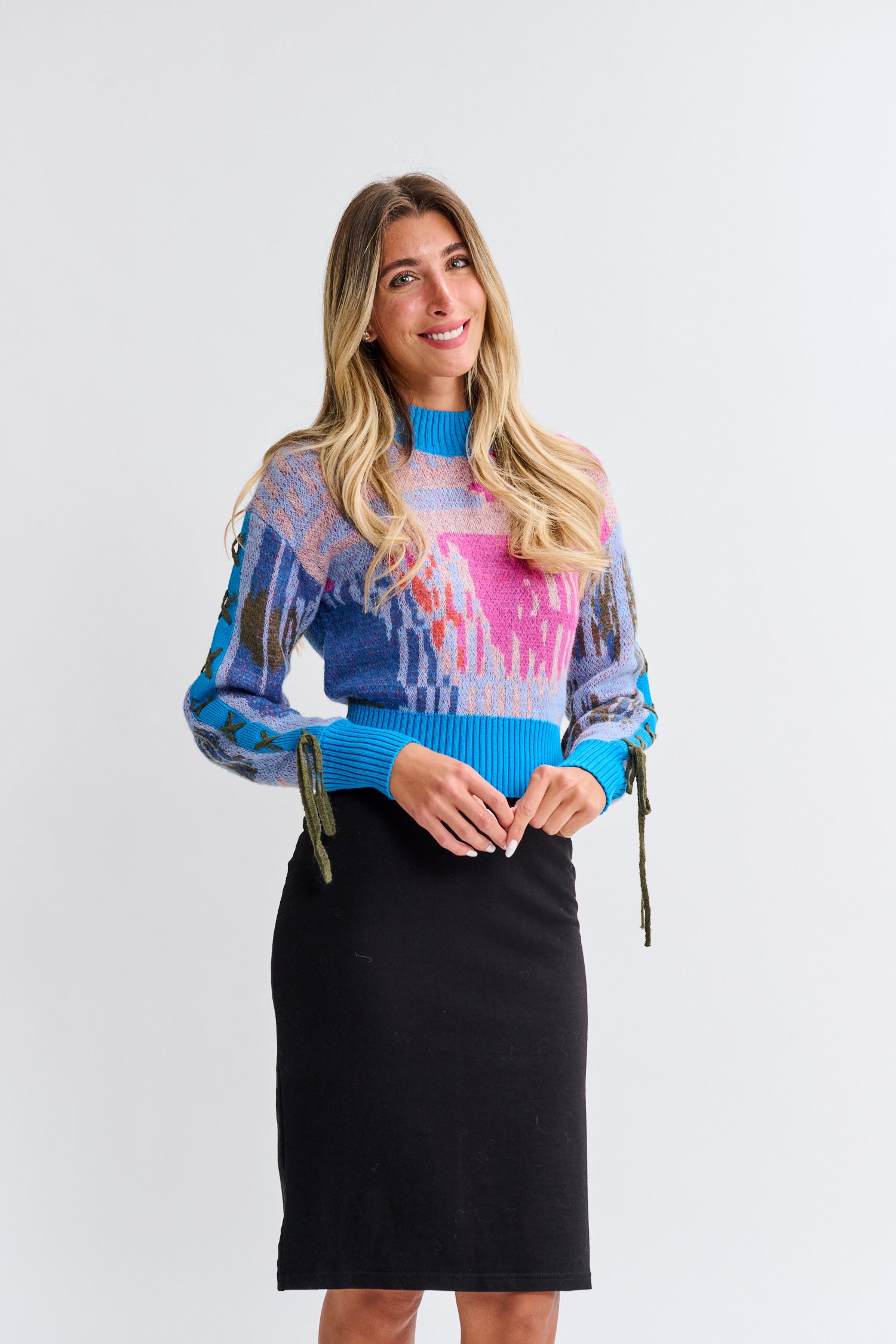 PASCAL X WOVEN SLEEVE SWEATER