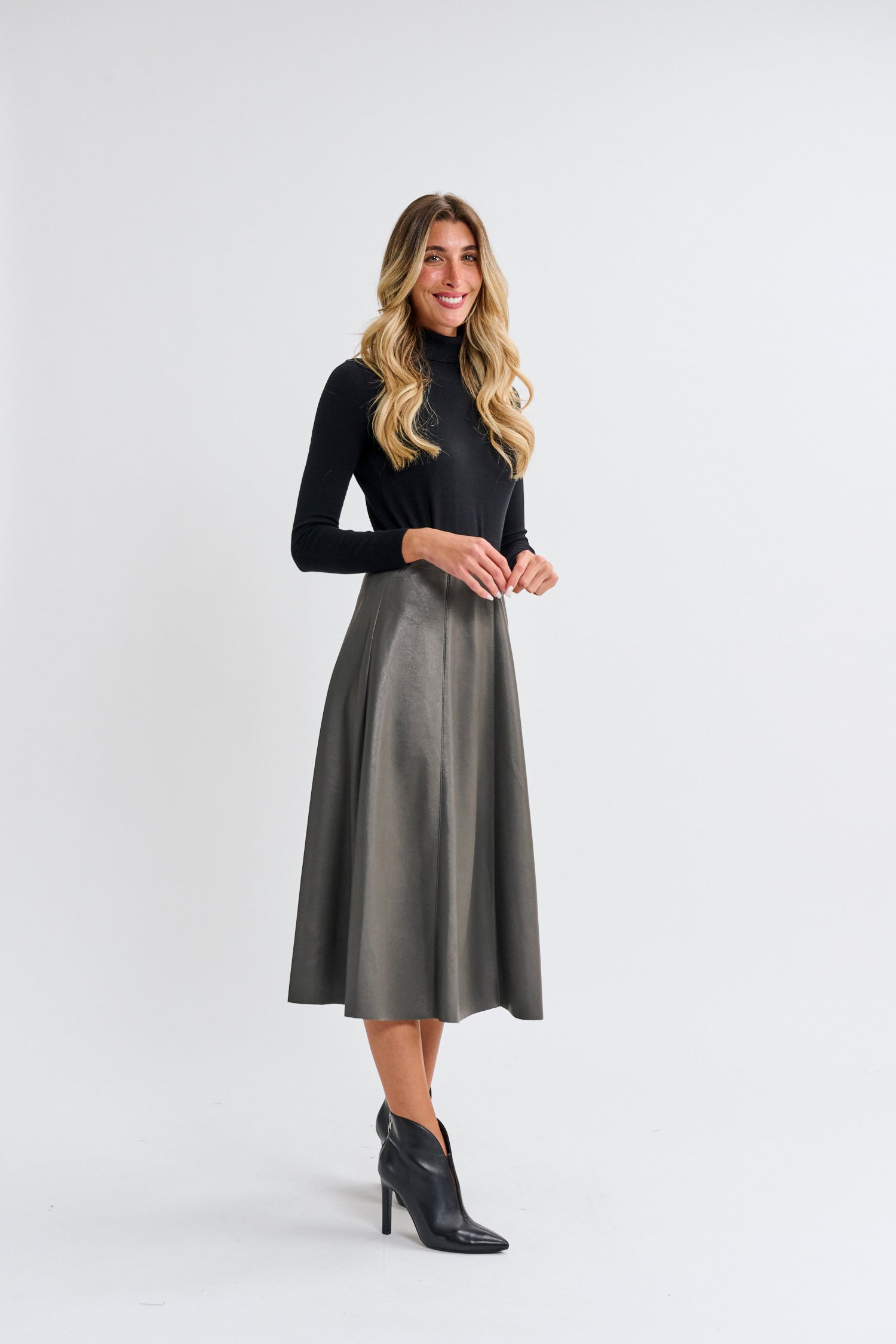 PASCAL SEAMED LEATHER SKIRT