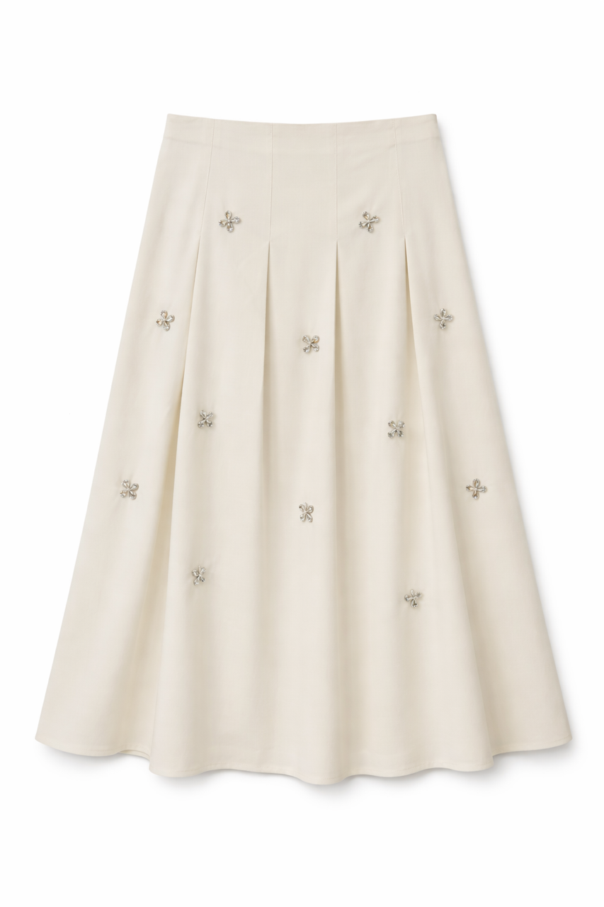 BY CELINE PLEATED SKIRT WITH BEADED TRIM