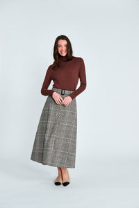 PAPER PARACHUTE BUTTONDOWN PLAID BELTED SKIRT