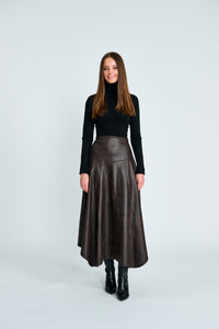 PASCAL SCALLOPED HEM LEATHER SKIRT