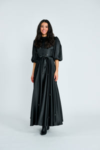 PASCAL SILKY FLORAL APPLIQUE DRESS