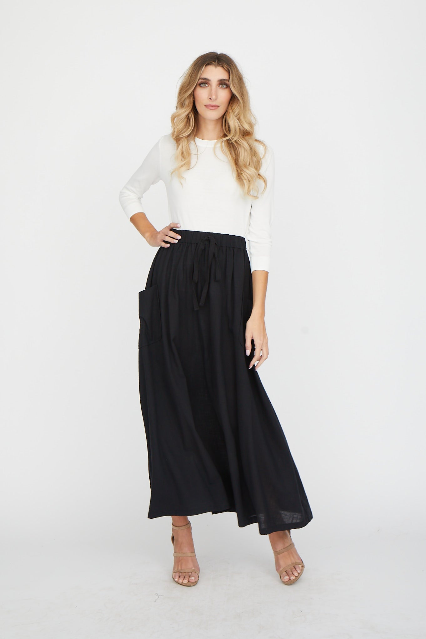 PASCAL LINEN DRAWSTRING SKIRT