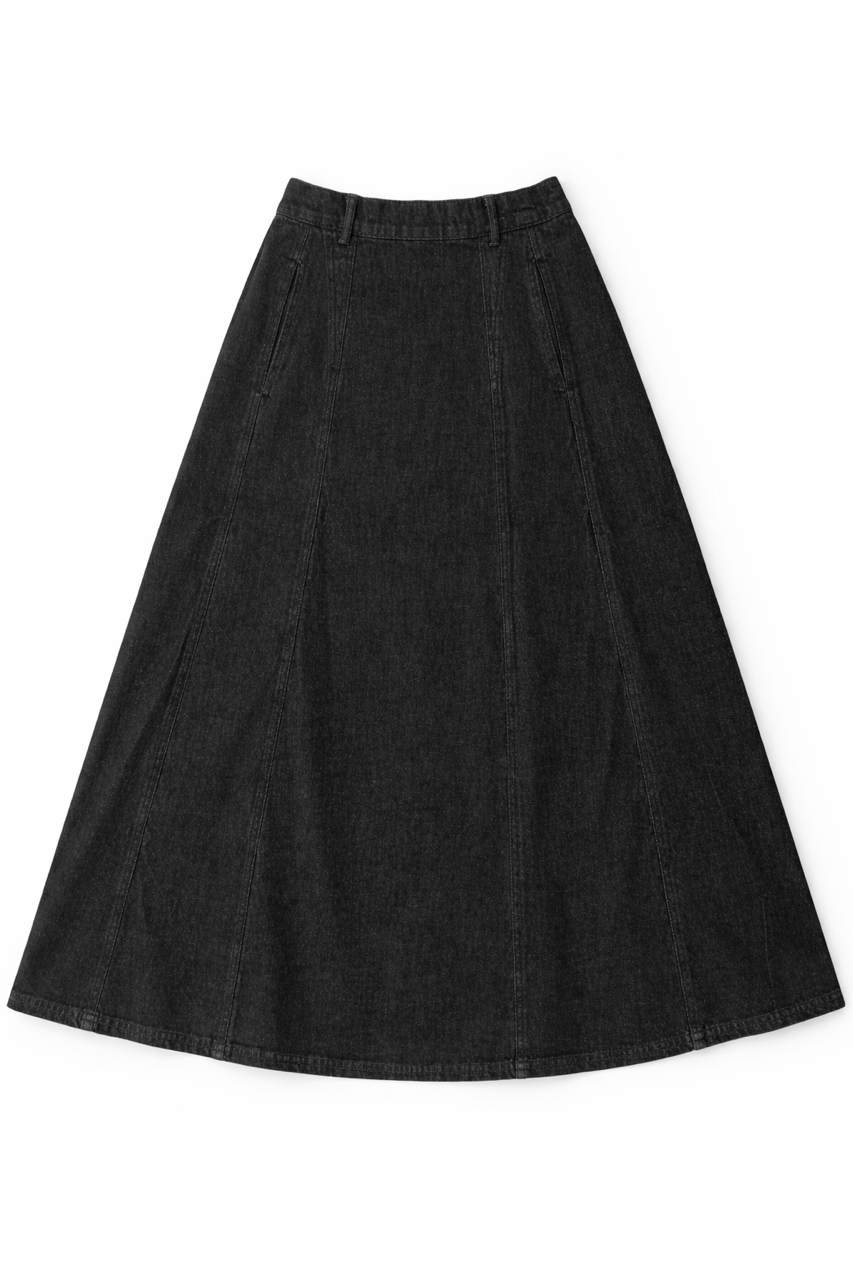 IN:05 HIDDEN POCKET PANELED DENIM SKIRT