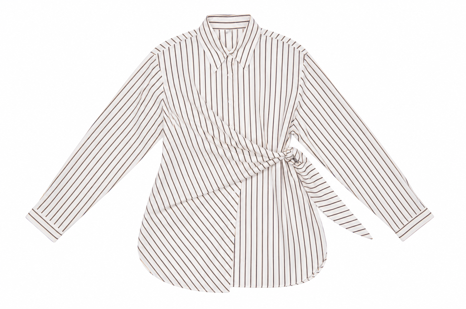 Q2 OVERSIZED STRIPED SIDE-TIE SHIRT