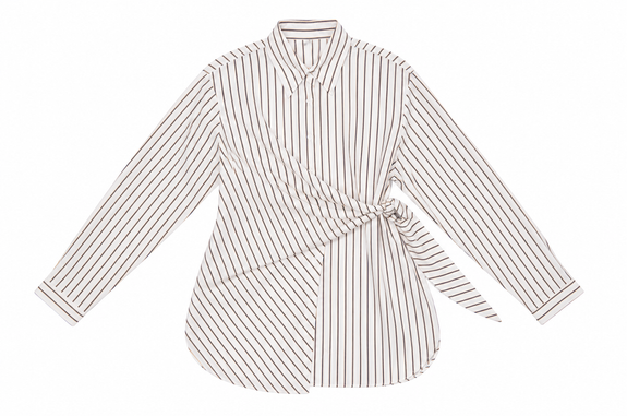Q2 OVERSIZED STRIPED SIDE-TIE SHIRT