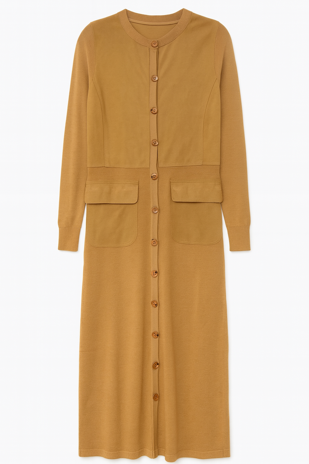 WRONG SIDE OF RIGHT SUDE KNIT COMBO CARDI DRESS