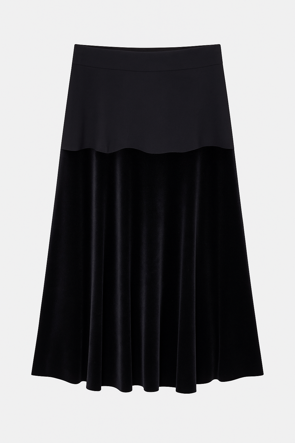 QUI PRIVE VELVET MIDI SKIRT W SMOOTH STRETCH WAISTBAND