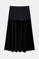 QUI PRIVE VELVET MIDI SKIRT W SMOOTH STRETCH WAISTBAND