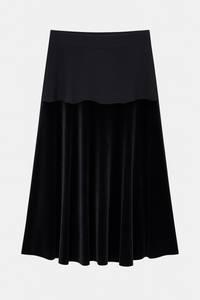 QUI PRIVE VELVET MIDI SKIRT W SMOOTH STRETCH WAISTBAND