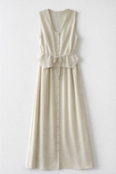 CELINA`S BUTTON-FRONT JUMPER ADJUSTABLE WAIST TIE