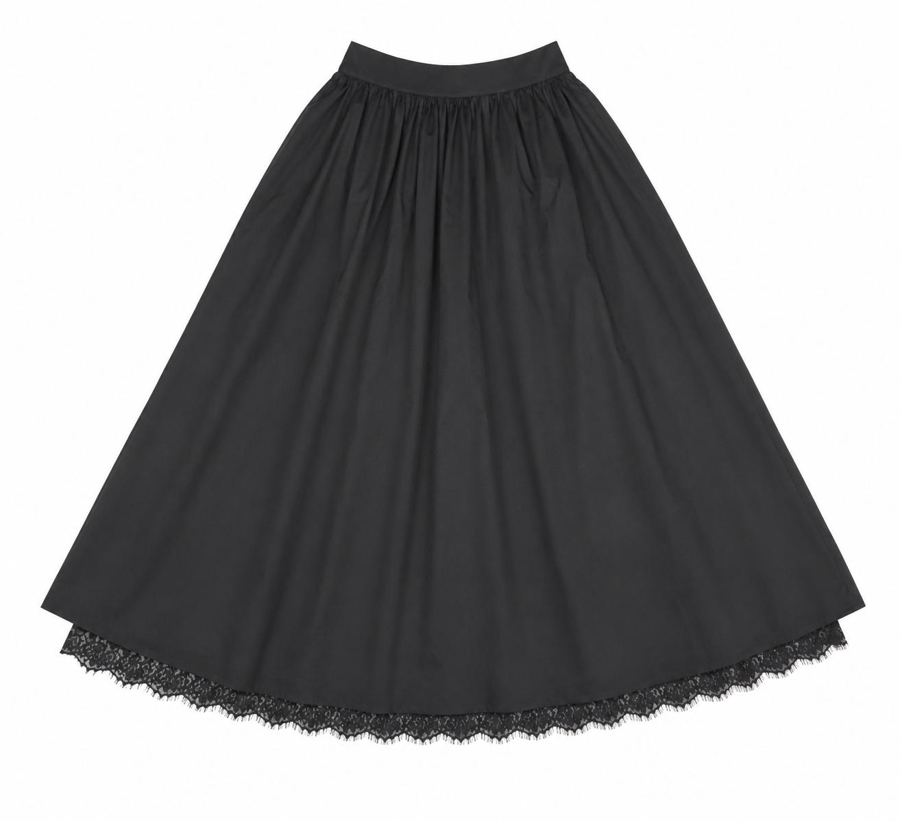 CELINA`S GATHERED SKIRT W LACE BOTTOM