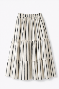 ELLE GREY STRIPED TIERED SKIRT