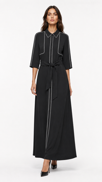 CELINA`S BUTTON DOWN DRESS W SILVER PIPING