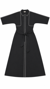 CELINA`S BUTTON DOWN DRESS W SILVER PIPING