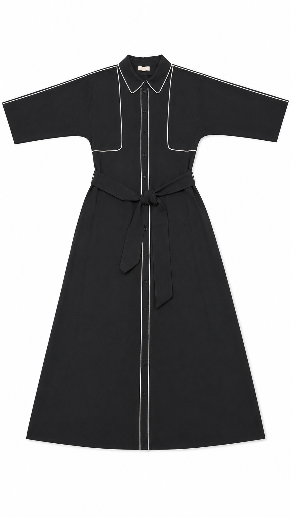 CELINA`S BUTTON DOWN DRESS W SILVER PIPING