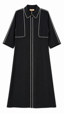 CELINA`S BUTTON DOWN DRESS W SILVER PIPING